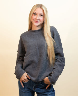 THINGS BETWEEN Women's Cider Season Knit Sweater, Charcoal - 140 Sweatshirts + Sweaters - The Farmhouse
