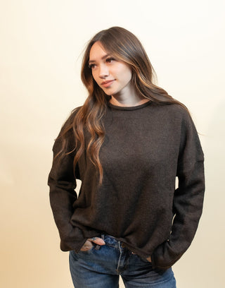 THINGS BETWEEN Women's Cider Season Knit Sweater, Chocolate - 140 Sweatshirts + Sweaters - The Farmhouse