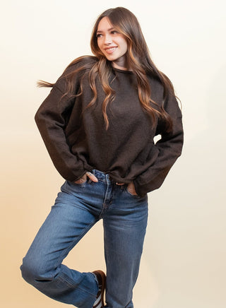 THINGS BETWEEN Women's Cider Season Knit Sweater, Chocolate - 140 Sweatshirts + Sweaters - The Farmhouse