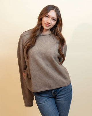 THINGS BETWEEN Women's Cider Season Knit Sweater, Mocha - 140 Sweatshirts + Sweaters - The Farmhouse