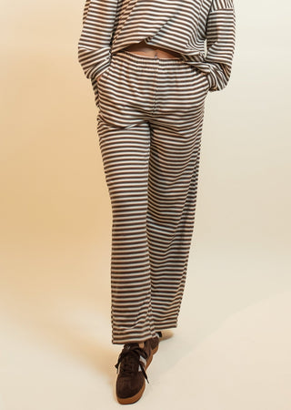 THINGS BETWEEN Women's Cinnamon Latte Stripe Pants - 250 Activewear + Lounge - The Farmhouse