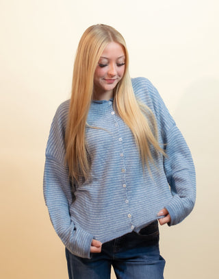 THINGS BETWEEN Women's Dusky Morning Pinstripe Cardigan - 150 Kimonos + Cardigans - The Farmhouse