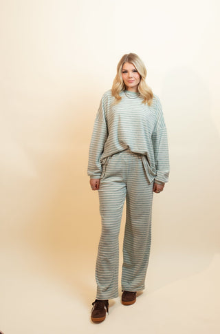 THINGS BETWEEN Women's Pistachio Cream Striped Long Sleeve Top - 250 Activewear + Lounge - The Farmhouse