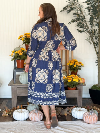 Tile Trail Zipper Midi Dress - 170 Dresses - The Farmhouse