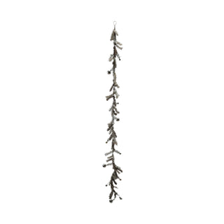 Six foot tinsel garland with antique silver ball ornaments