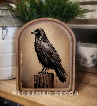 Top Halloween Raven Arch Framed Art 6x8" - 430 Holiday Décor - The Farmhouse