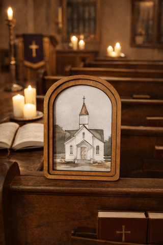 Top Watercolor Church Art Framed Art 6"x8" - 430 Holiday Décor - The Farmhouse