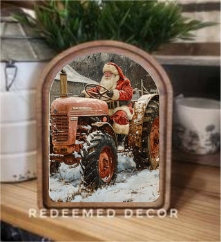 Tractor Santa Arch Framed Art 6x8" - 420 Home Decor - The Farmhouse