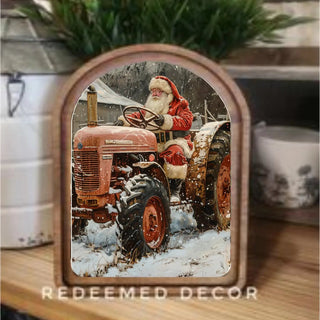 Tractor Santa Arch Framed Art, 8.25 x 11” - 430 Holiday Decor - The Farmhouse