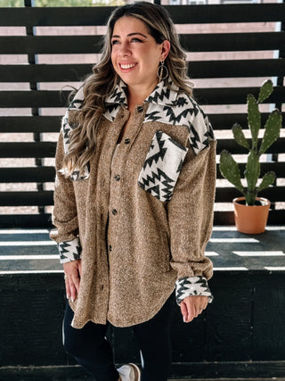 Trailblazer Aztec Boho Western Shacket, Taupe - The Farmhouse