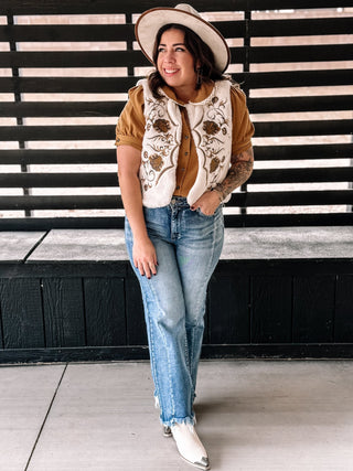 Trailblazer Boho Western Faux Fur Vest, Cream - The Farmhouse