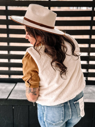 Trailblazer Boho Western Faux Fur Vest, Cream - The Farmhouse