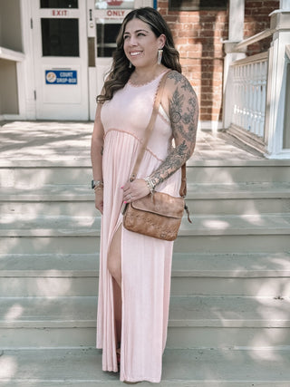 Tulsa Lace Detail Maxi Dress - Powder Peach - The Farmhouse