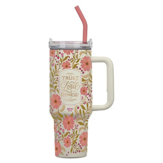 Tumbler Ss Floral Those Who Trust in the Lord Isa 40:31 - 440 Kitchen + Tabletop - The Farmhouse