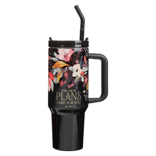 Tumbler W/Straw Ss Black Jer. 29:11 - 420 Home Decor - The Farmhouse