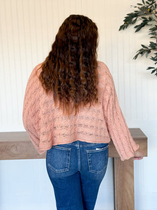 Twist & Turn Cable Knit Top, Apricot Coral - 140 Sweatshirts + Sweaters - The Farmhouse