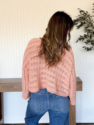 Twist & Turn Cable Knit Top, Apricot Coral - 140 Sweatshirts + Sweaters - The Farmhouse