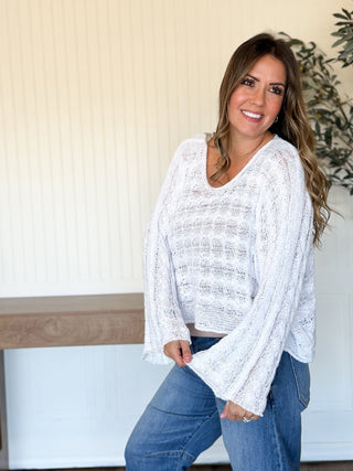 Twist & Turn Cable Knit Top, Ivory - 140 Sweatshirts + Sweaters - The Farmhouse