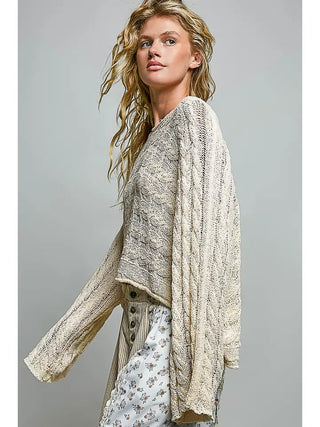 Twist & Turn Cable Knit Top, Natural - 100 Casual Tops - The Farmhouse