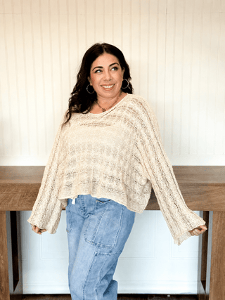 Twist & Turn Cable Knit Top, Natural - 100 Casual Tops - The Farmhouse