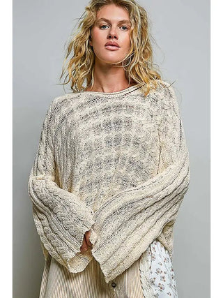 Twist & Turn Cable Knit Top, Natural - 100 Casual Tops - The Farmhouse