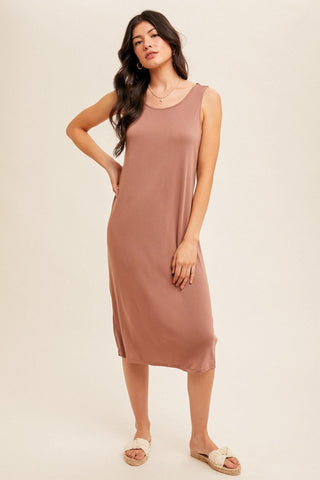 Twisted River Casual Twist Back Sofy Silky Jersey Midi Dress - The Farmhouse