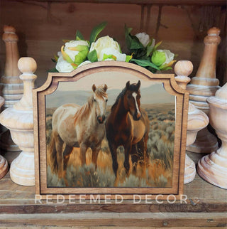 Two Horses Provincial Framed Art - 420 Home Decor - The Farmhouse