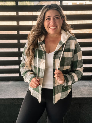 Urban Dreams Athleisure Hooded Flannel, Green - The Farmhouse