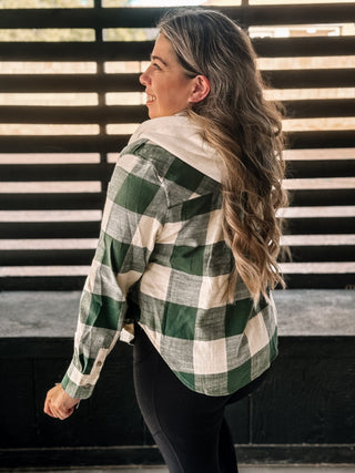 Urban Dreams Athleisure Hooded Flannel, Green - The Farmhouse