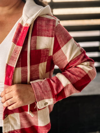 Urban Dreams Athleisure Hooded Flannel, Red - The Farmhouse