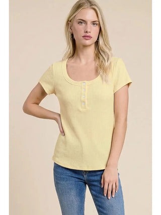 Urban Rib Short Sleeve Henley Top - 110 Blouses - The Farmhouse