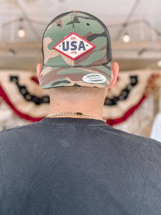 USA Gold Patriot Snapback Hat - Camo - The Farmhouse