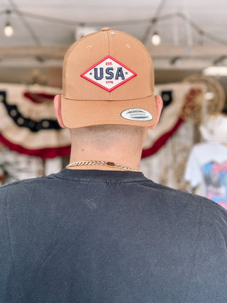 USA Gold Patriot Snapback Hat - Caramel - The Farmhouse