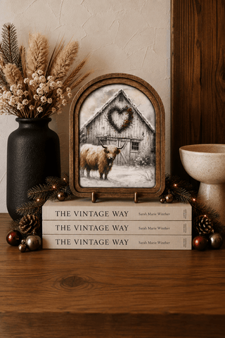 Valentine Highland Barn Arch Framed Art 6x8" - 420 Home Decor - The Farmhouse