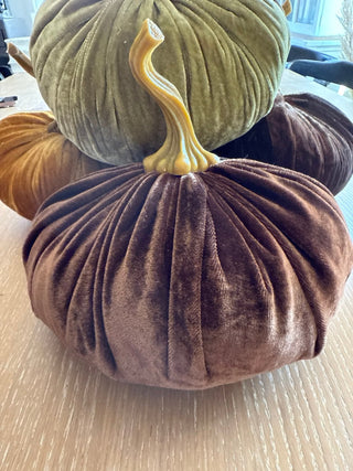 Velvet Fall Brown Pumpkin - 430 Holiday Decor - The Farmhouse