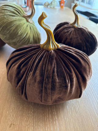 Velvet Fall Brown Pumpkin - 430 Holiday Decor - The Farmhouse