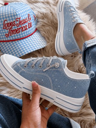 Very G Aman Slip On Sneaker, Blue Sparkle - 300 Footwear - The Farmhouse