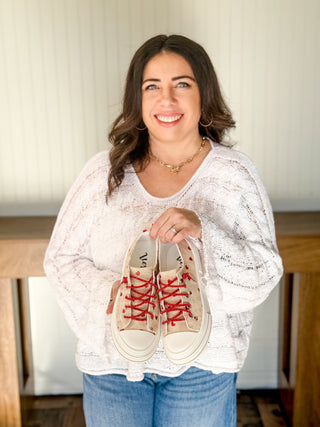 Very G Aman Slip On Sneaker, Natural Red Hearts - 300 Footwear - The Farmhouse