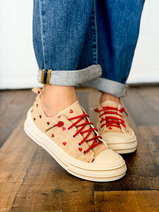 Very G Aman Slip On Sneaker, Natural Red Hearts - 300 Footwear - The Farmhouse
