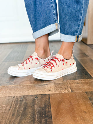 Very G Aman Slip On Sneaker, Natural Red Hearts - 300 Footwear - The Farmhouse