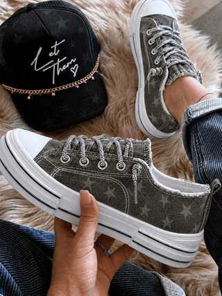 Very G Aman Slip On Sneakers, Khaki Star Print - 300 Footwear - The Farmhouse