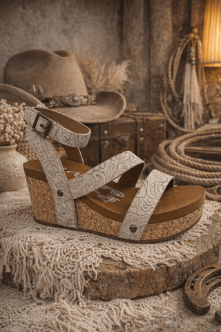 Very G Kiara Boho Cork Wrapped Wedge - 300 Footwear - The Farmhouse