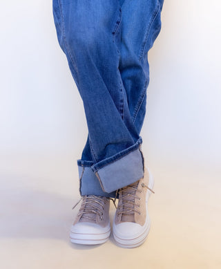 Very G Aman nude brushed suede-look platform sneaker with sparkle laces