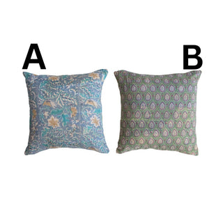 Vintage Printed Cotton Kantha Reversible Pillow - The Farmhouse