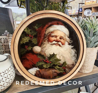 Vintage Santa Christmas Arch Framed Art, 8" Round - 420 Home Decor - The Farmhouse