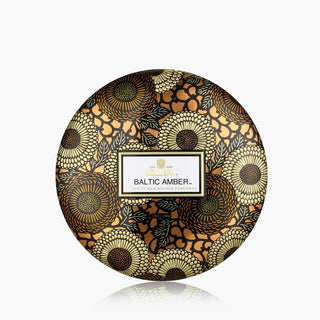 Voluspa 3 Wick Tin 12oz Candle, Baltic Amber - 410 Candles & Scents - The Farmhouse