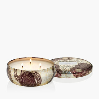 Voluspa 3 Wick Tin 12oz Candle, Gilt Pomander & Hinoki - 410 Candles & Scents - The Farmhouse