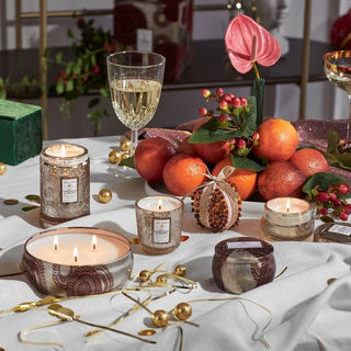 Voluspa 3 Wick Tin 12oz Candle, Gilt Pomander & Hinoki - 410 Candles & Scents - The Farmhouse