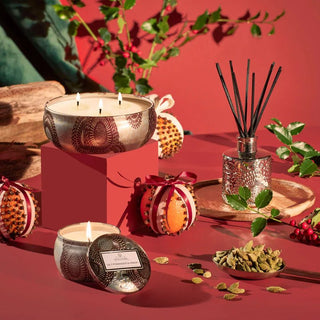 Voluspa Mini Tin Can 4oz Candle, Gilt Pomander & Hinoki - 410 Candles & Scents - The Farmhouse