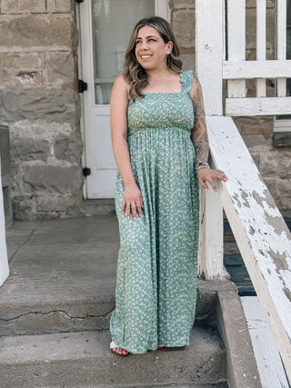 Walk In the Park Back Detailed Super Comfy Wide Legs Jumpsuit - Dust Teal - The Farmhouse